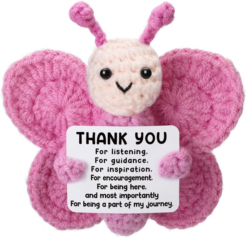 Weming Store Bosses Day Gifts for Women, Handmade Crochet Butterfly with Thank-You Card, Boss Lady Gifts, Best for National Boss Day, Retirement Farewell Goodbye Appreciation & Job Leaving - Image 1